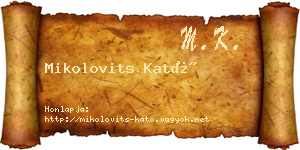 Mikolovits Kató névjegykártya